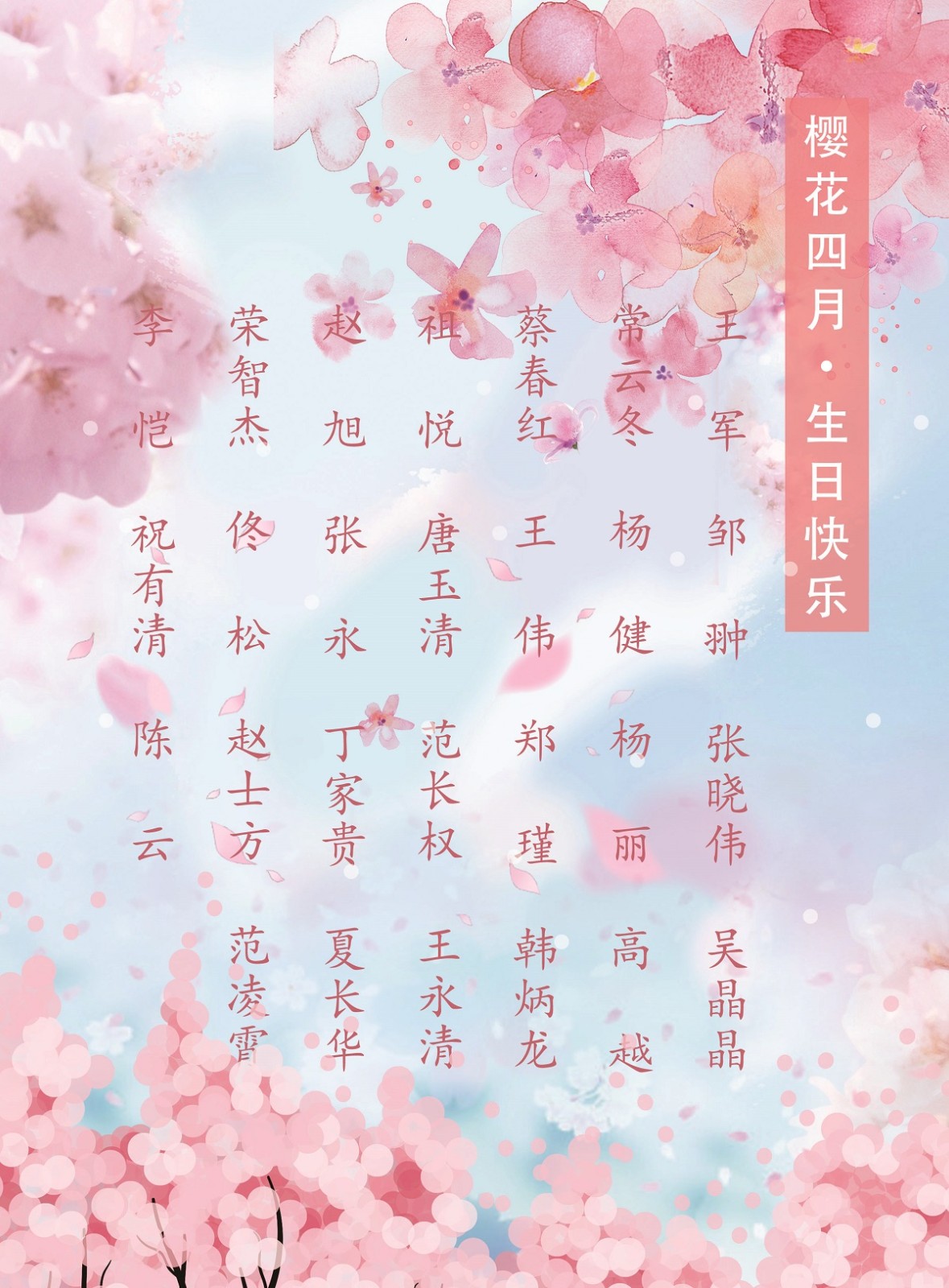 【生日祝?！抗ё?4月生日的員工生日快樂(lè)！